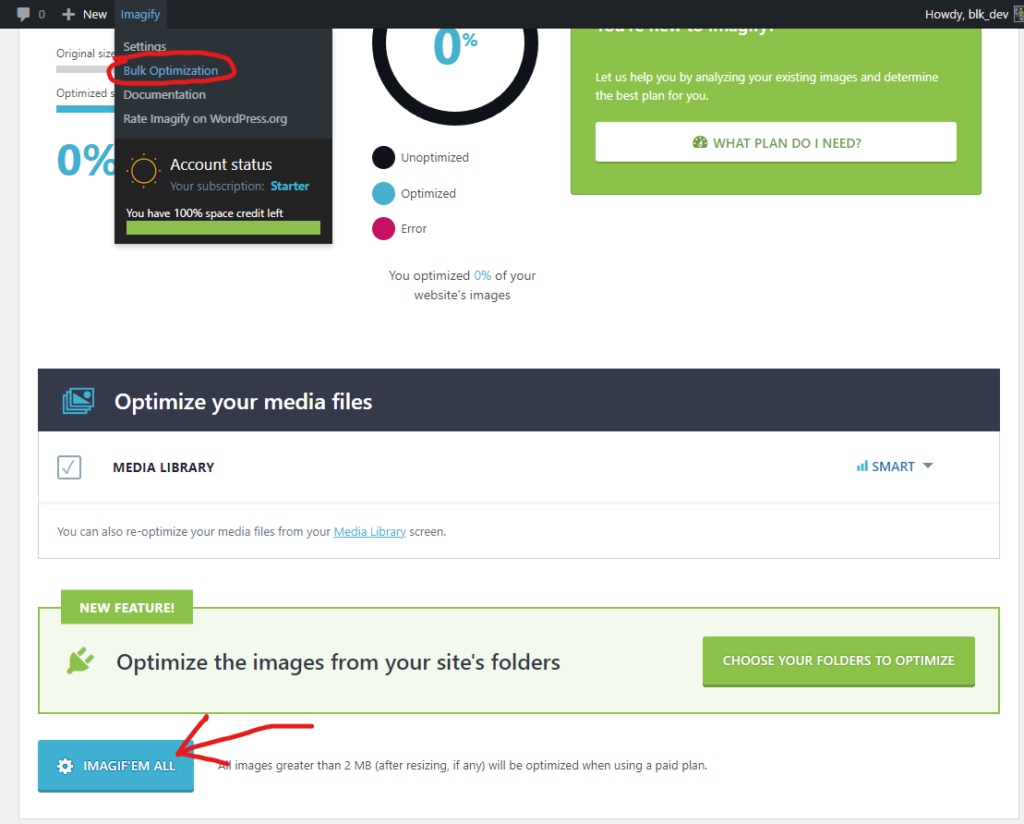 optimize all images in a single click with imagify